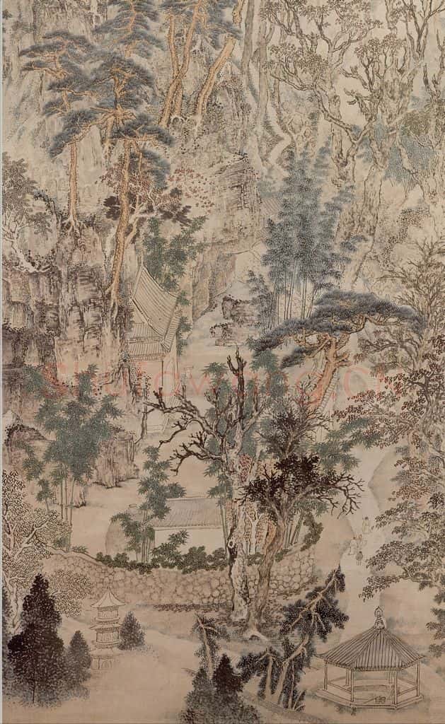 明 张宏《栖霞山图》书画作品