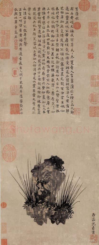 明 沈贞吉《画菖蒲》书画作品