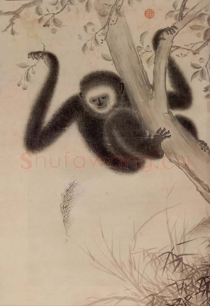 明 宣宗《戏猿图》书画作品