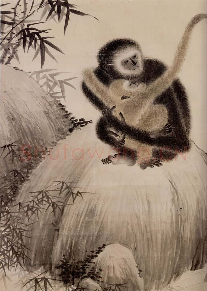 明 宣宗《戏猿图》书画作品