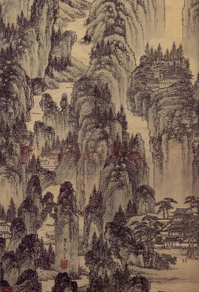 明 周臣《山水》书画作品