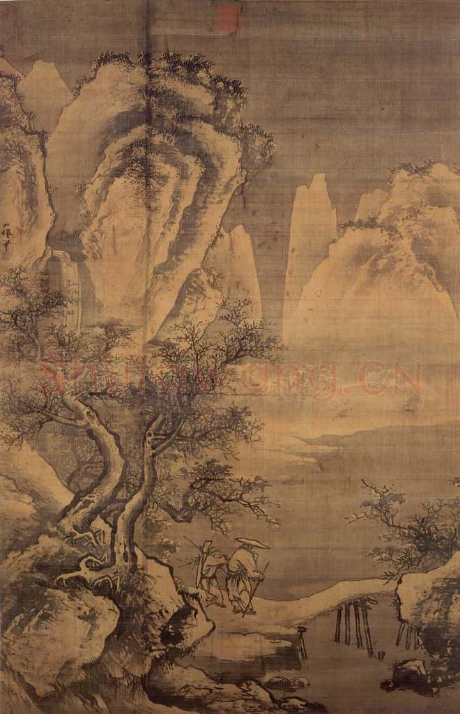 明 吴伟《寒山积雪》书画作品