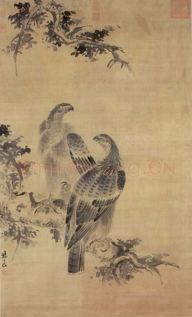 明 林良《画鹰》书画作品