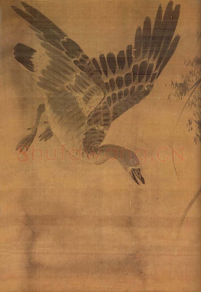 明 吕纪《芦汀来雁图》书画作品