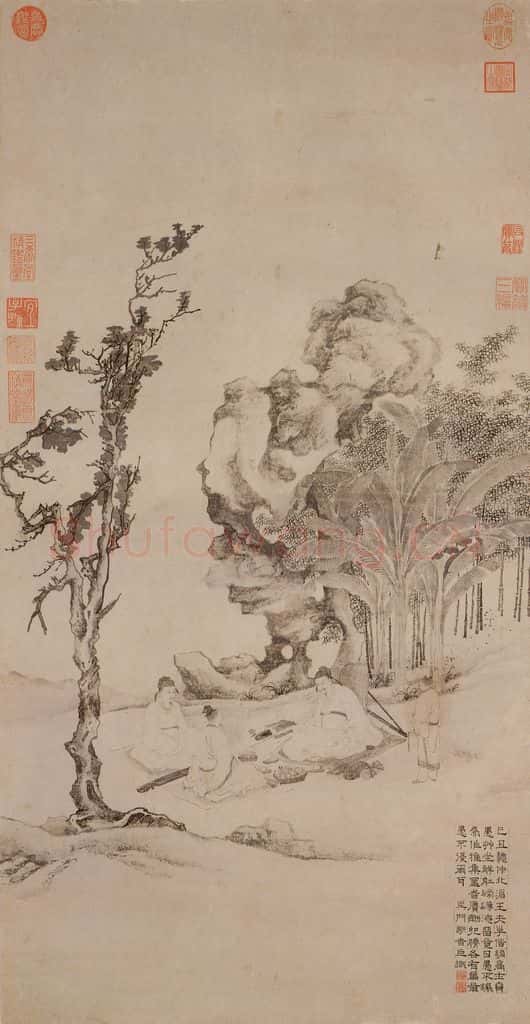 明 谢时臣《高人雅集图》书画作品
