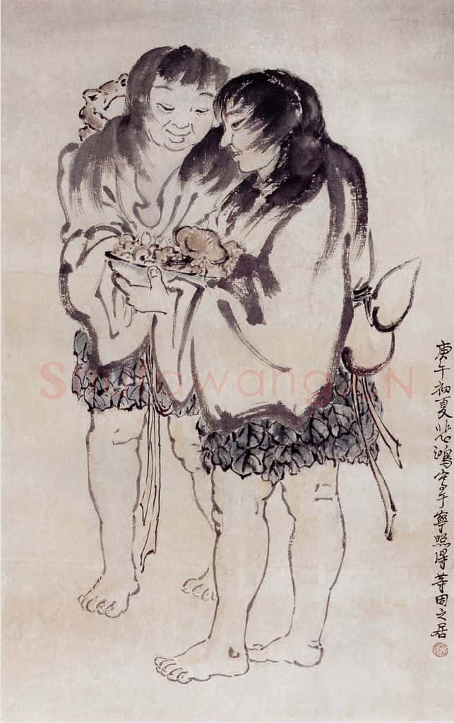 现代 徐悲鸿《二仙图》书画作品
