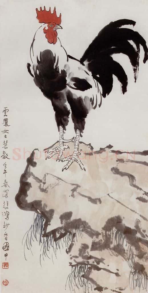 现代 徐悲鸿《鸡轴》书画作品