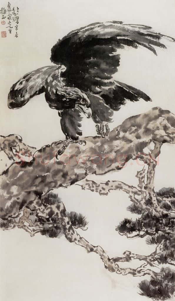 现代 徐悲鸿《展翅》书画作品