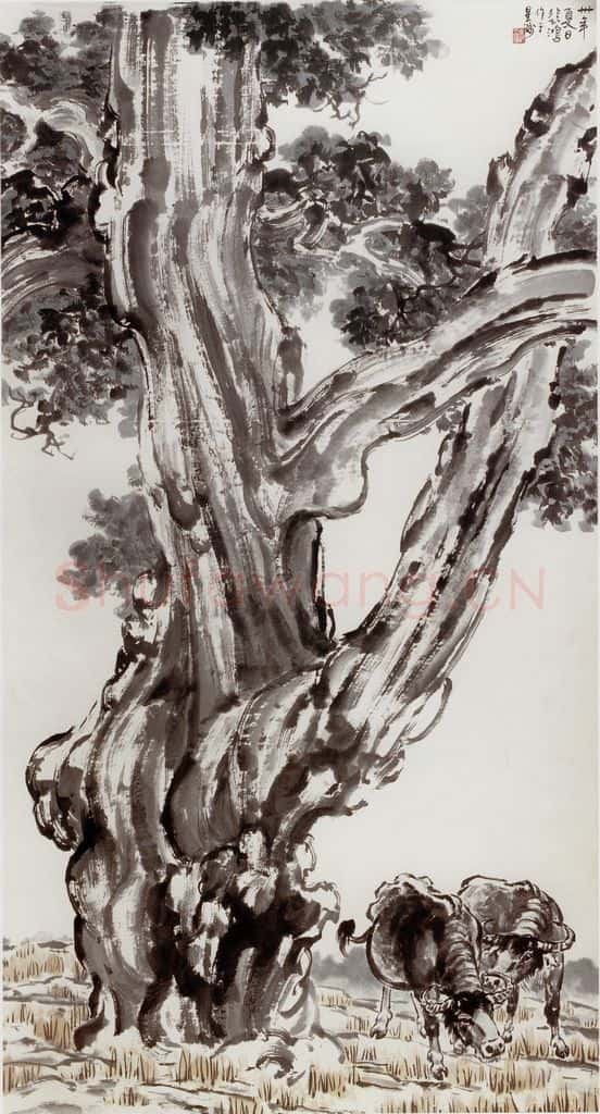 现代 徐悲鸿《夏日》书画作品