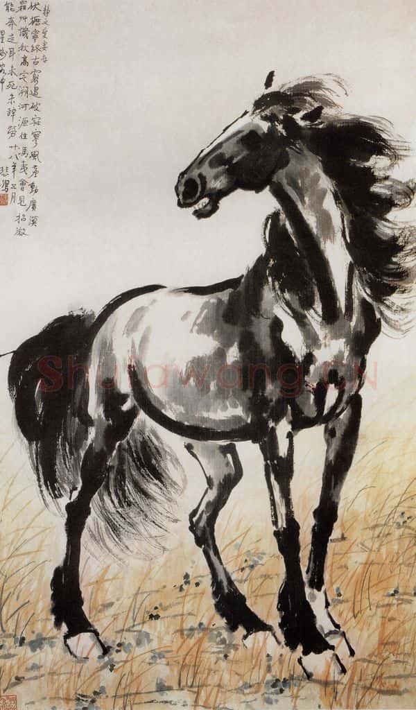 现代 徐悲鸿《霜草識秋高》书画作品
