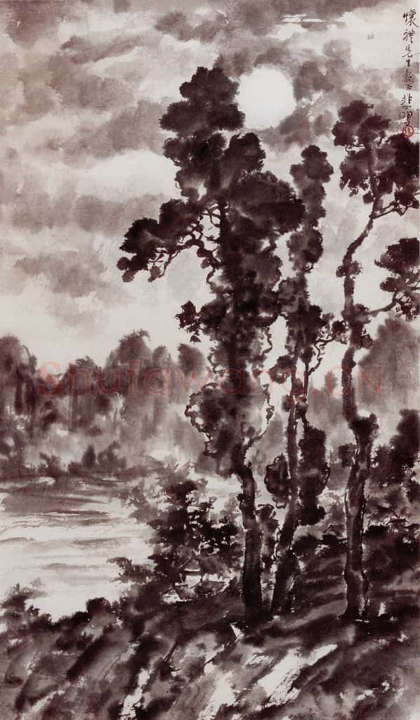 现代 徐悲鸿《中秋》书画作品