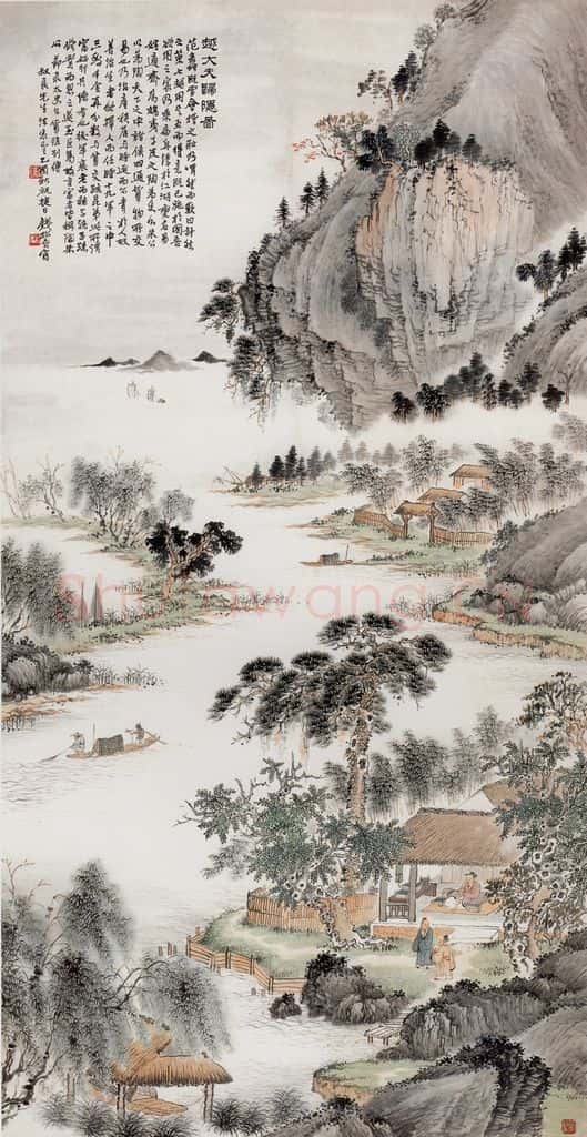 1945年 钱松岩《越大夫归隐图》书画作品