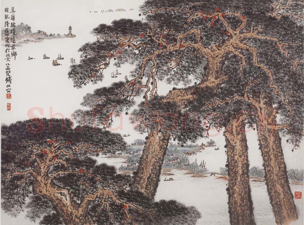 1982年 钱松岩《具区胜境忆家乡》书画作品