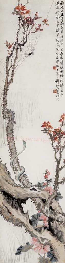 1933年 钱松岩《避恶图》书画作品