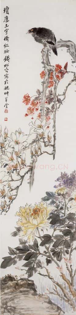 20世纪40年代后期 钱松岩《琼楼玉宇倚红妆》书画作品