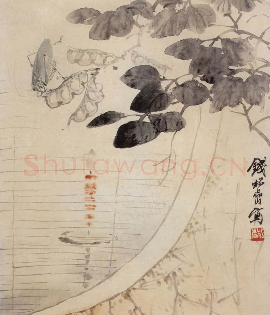 20世纪40年代 钱松岩《青灯络纬》书画作品