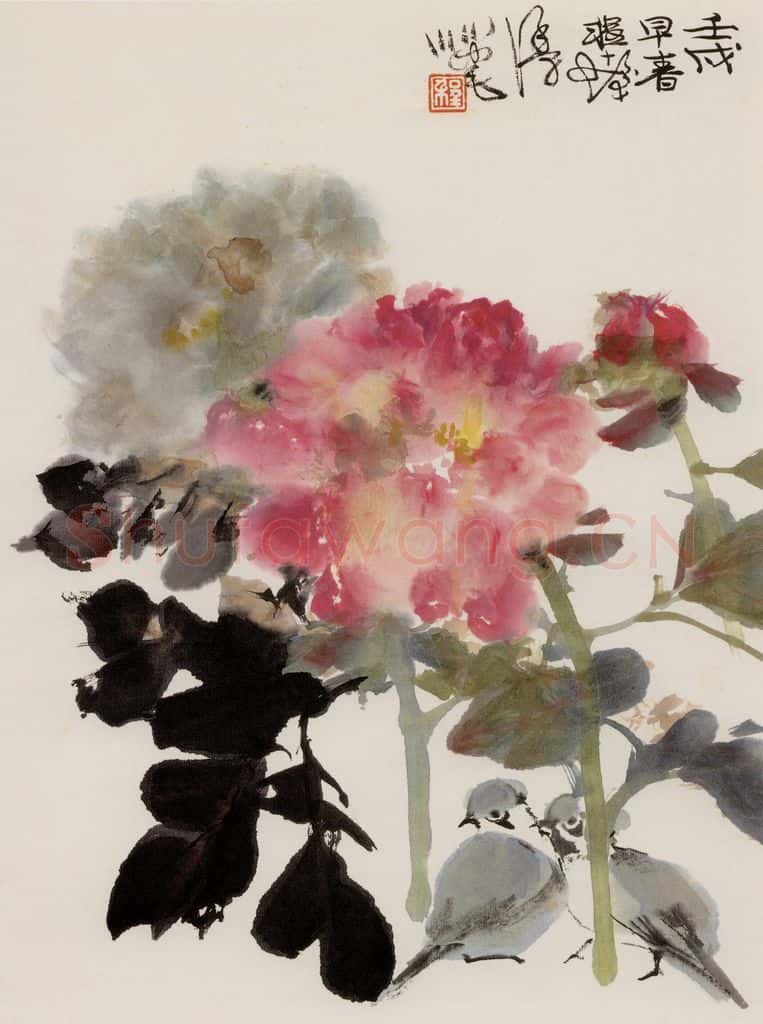 1982年 程十发《花鸟册页》书画作品
