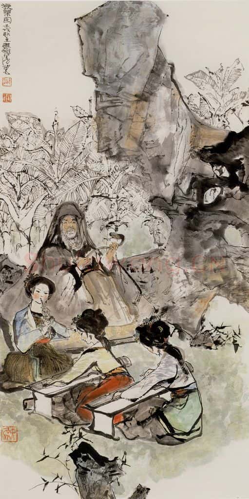 1982年 程十发《授乐图》书画作品