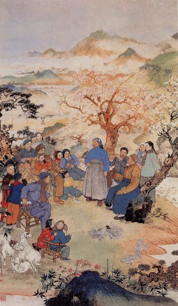 1957年 程十发《歌唱祖国的春天》书画作品