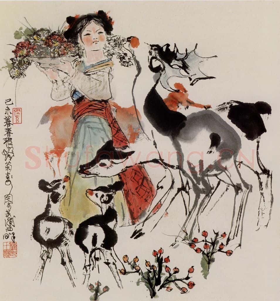 1979年 程十发《菊寿图》书画作品