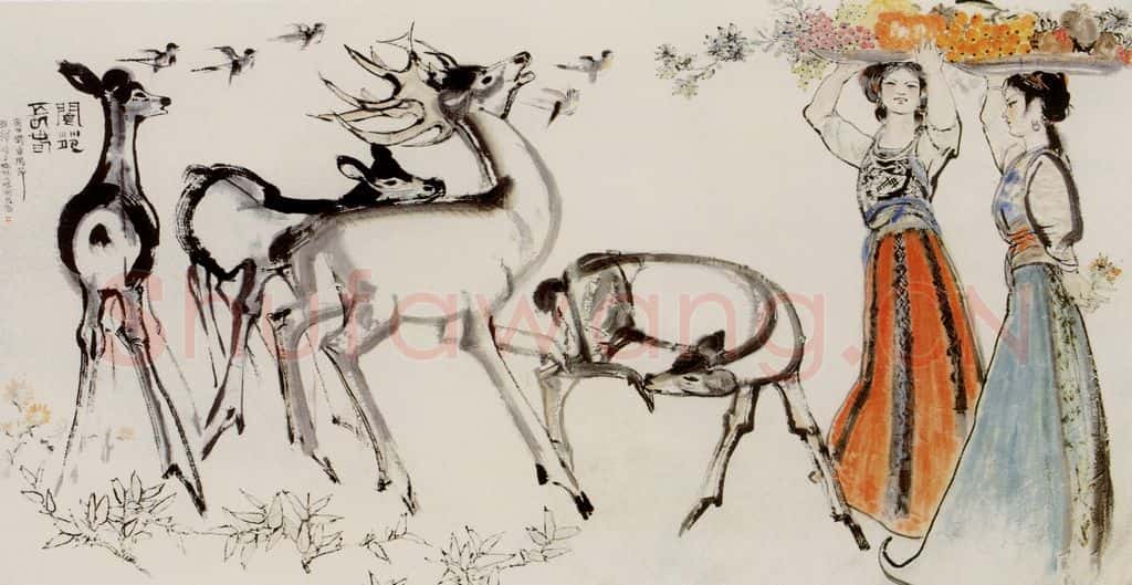1980年 程十发《阆苑长春》书画作品