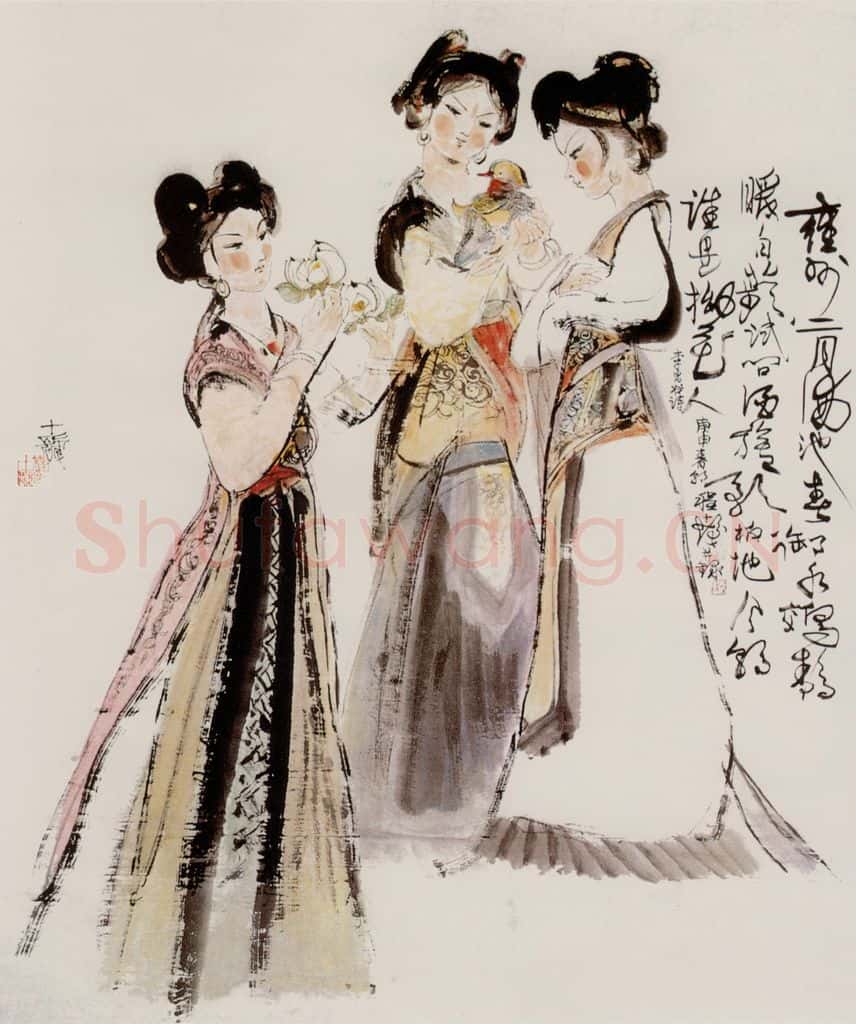 1980年 程十发《李昌谷诗意》书画作品