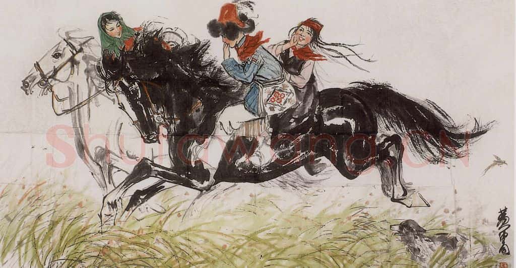 约1962年 黄胄 藏童上学 书画作品