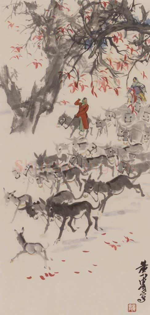 1963年 黄胄 少女牧驴 书画作品