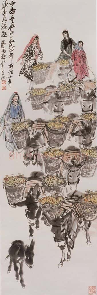 1964年 黄胄 山杏丰收 书画作品