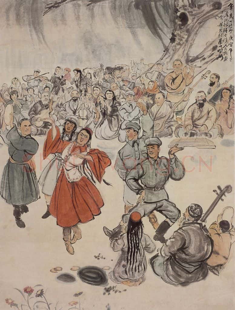 1950年 黄胄 军民一家 书画作品