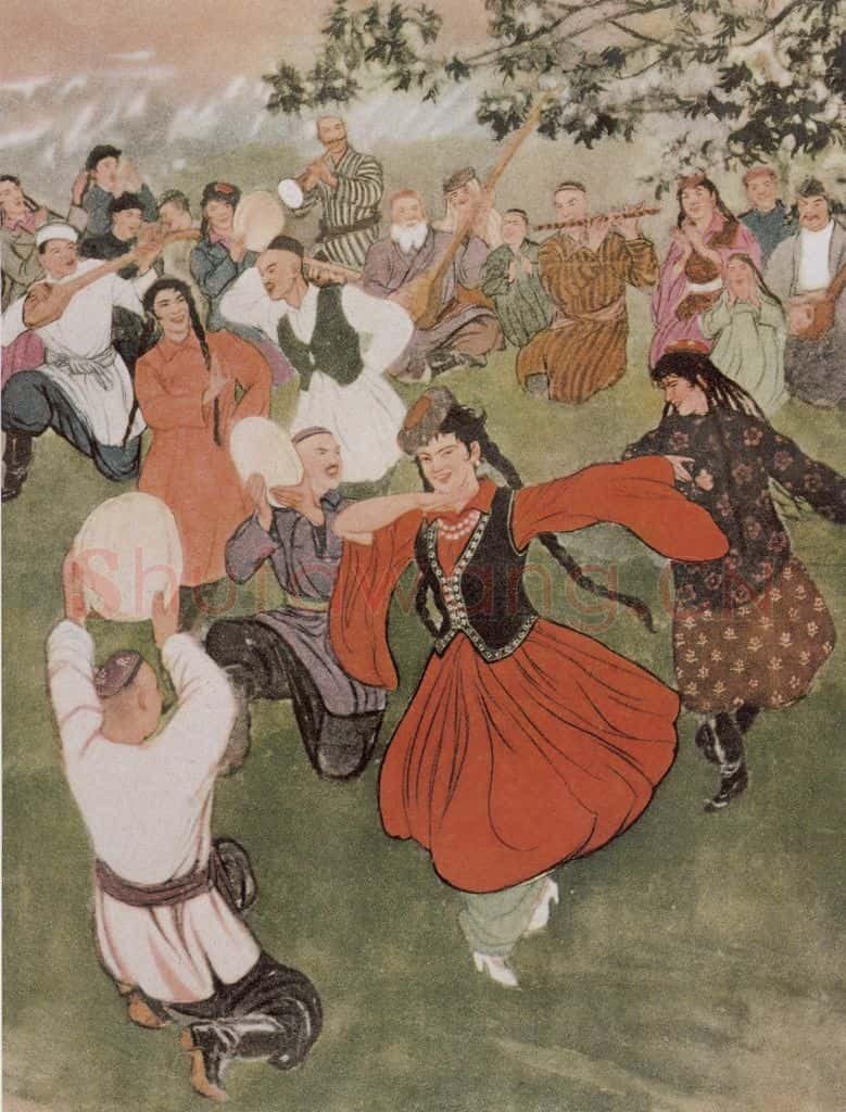 1951年 黄胄 苹果花开的时候 书画作品