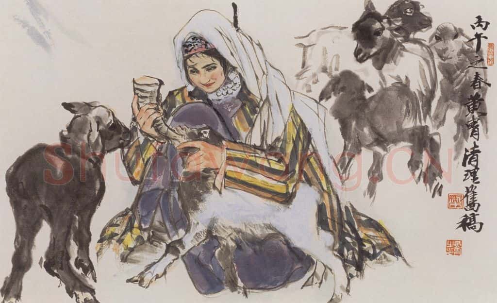 1957年 黄胄 育羔 书画作品
