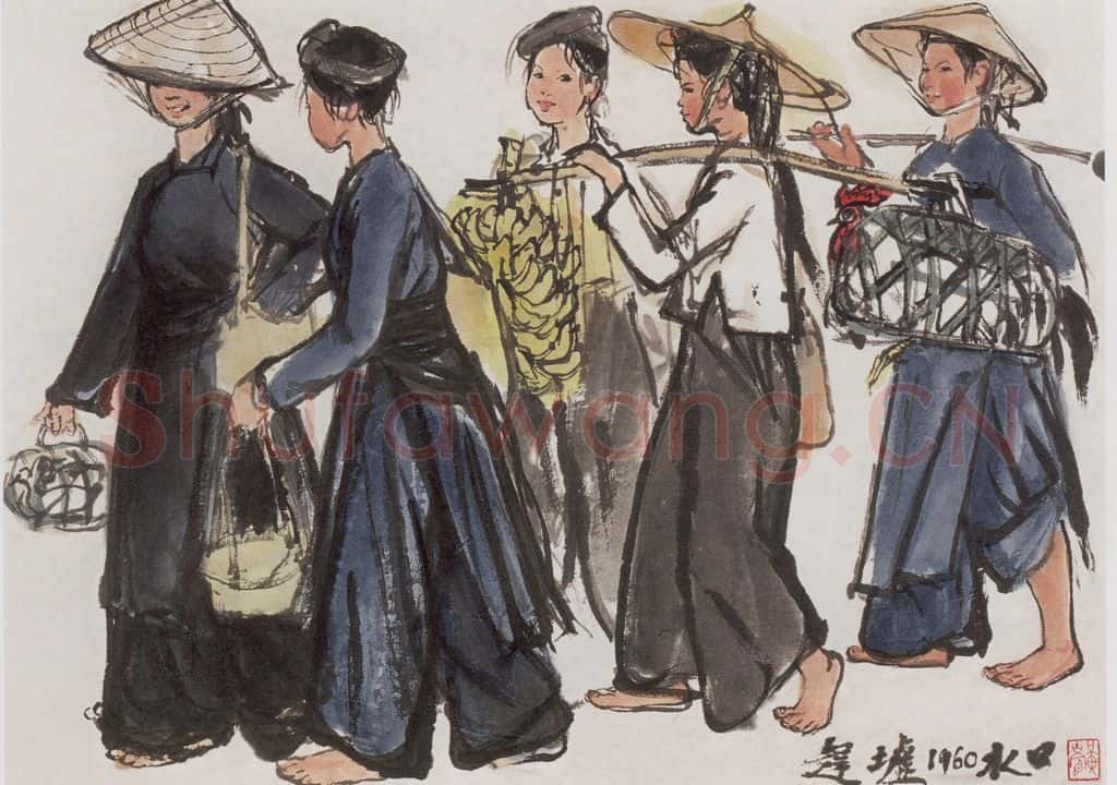 1960年 黄胄 赶墟 书画作品