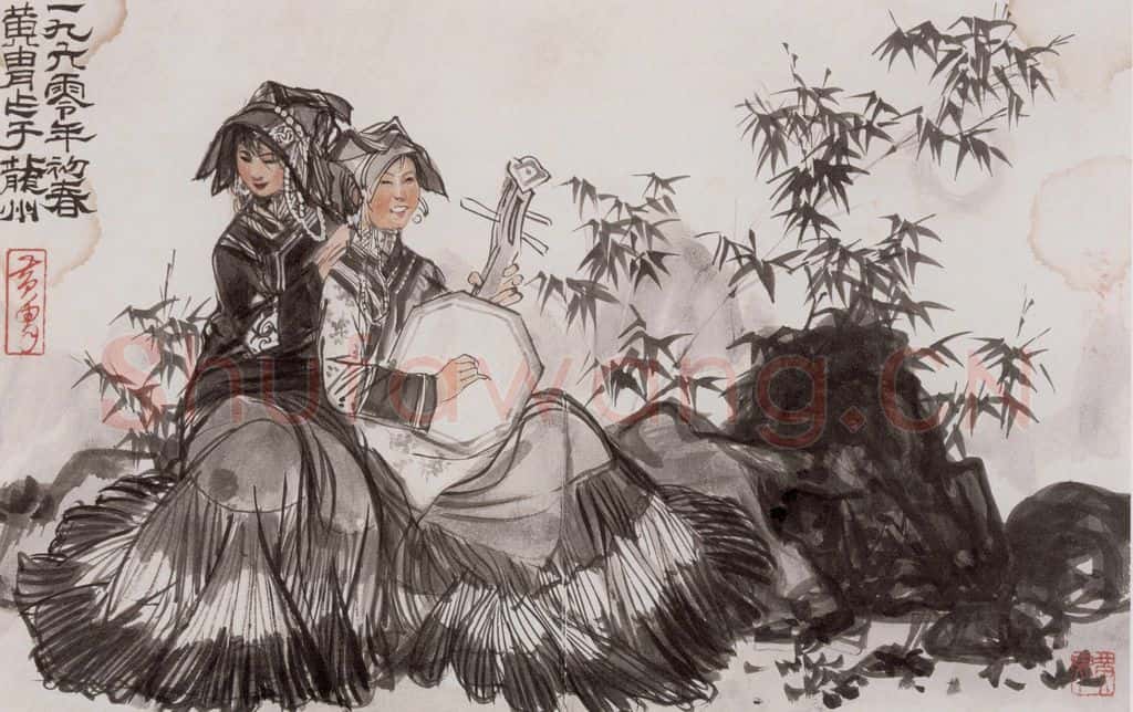 1960年 黄胄 彝族歌手 书画作品