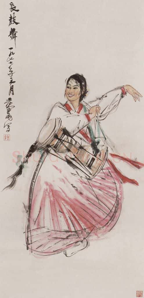 1977年 黄胄《长鼓舞》书画作品