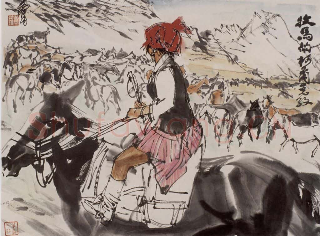 1979年 黄胄《牧马的柯尔克孜》书画作品