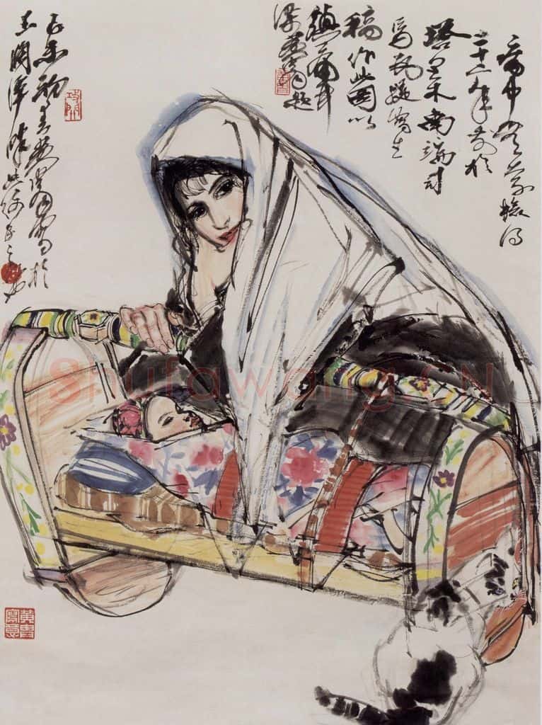 1979年 黄胄《育婴》书画作品