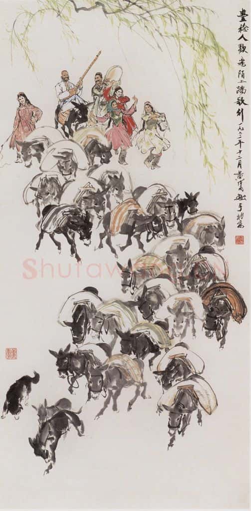 1972年 黄胄《运粮》书画作品