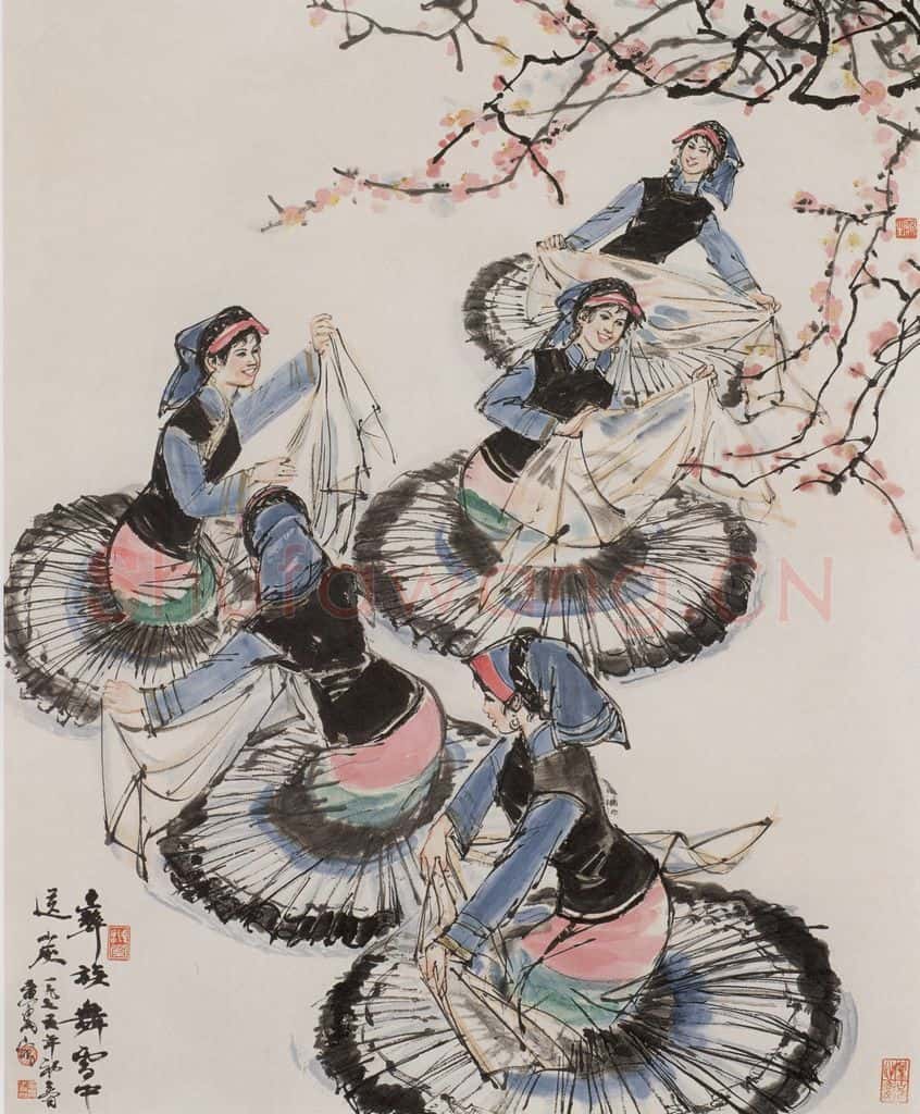 1976年 黄胄《彝族舞》书画作品