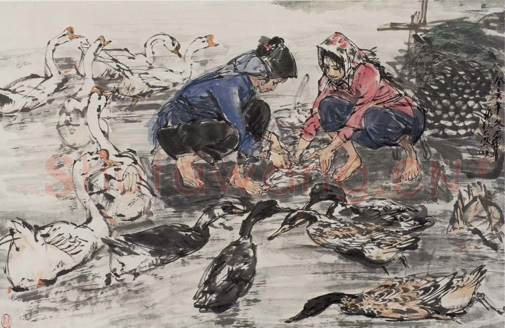 1983年 黄胄《太湖边》书画作品
