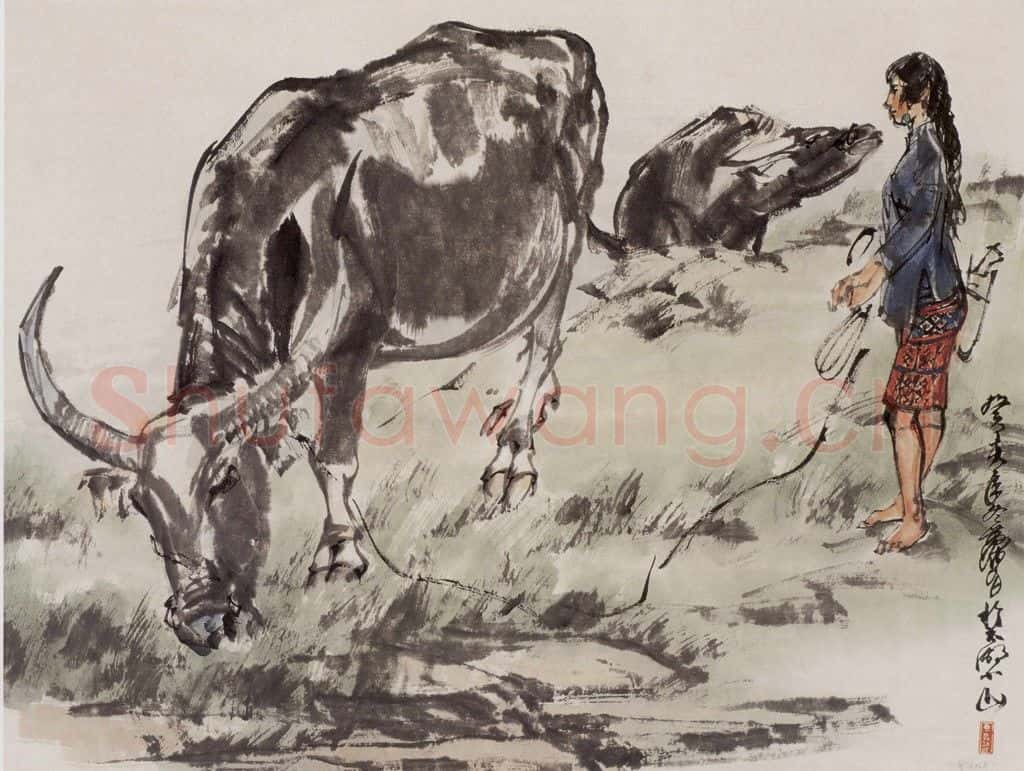 1983年 黄胄《牧牛》书画作品
