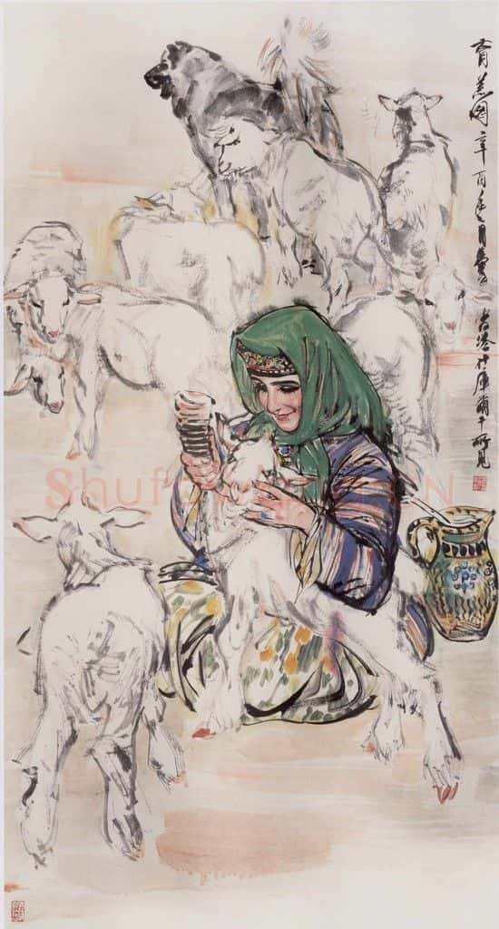 1981年 黄胄《育羔》书画作品