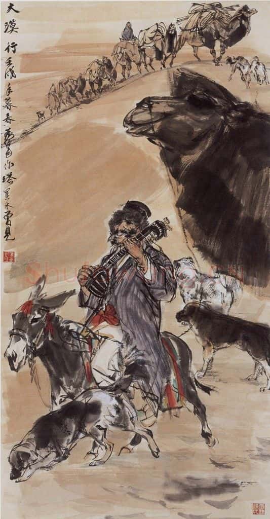 1982年 黄胄《大漠行》书画作品