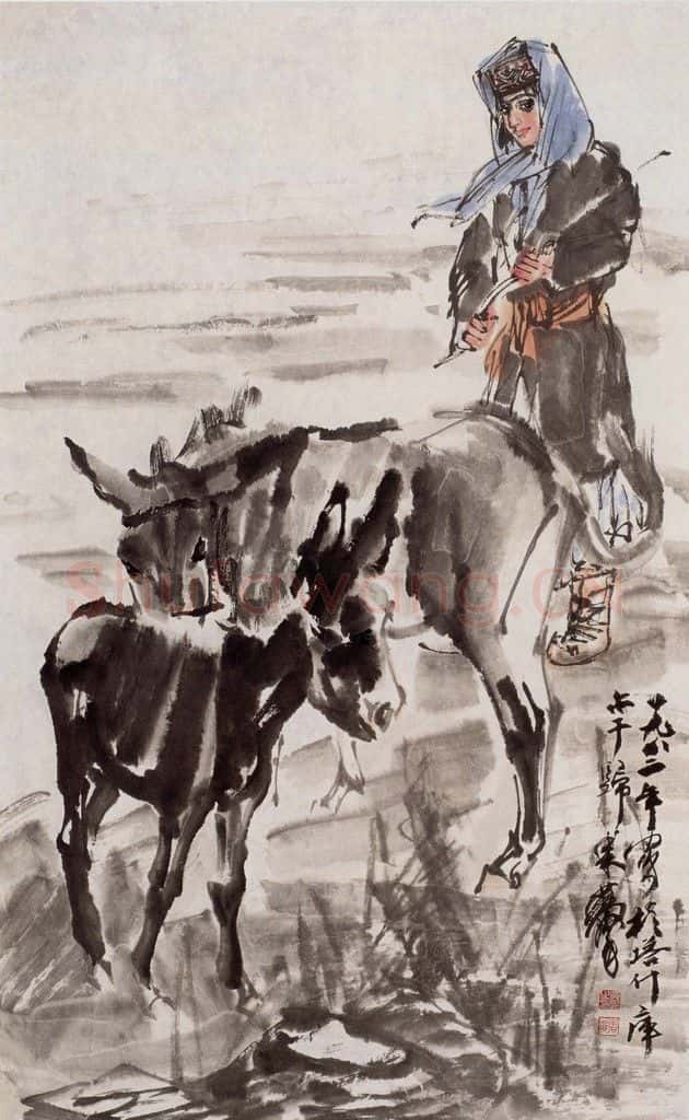 1982年 黄胄《赶驴》书画作品