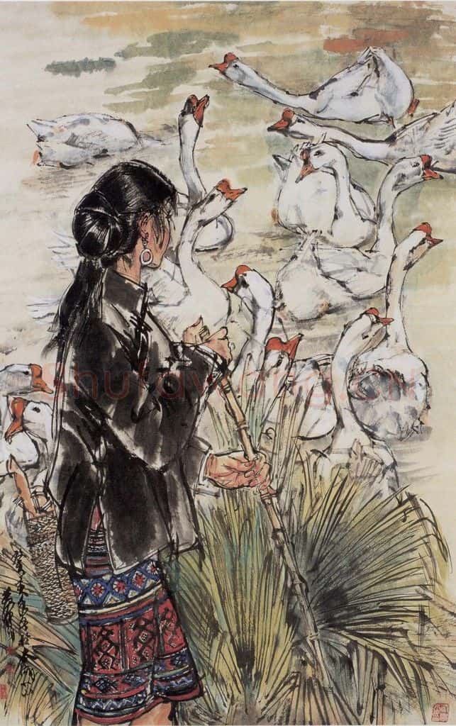 1983年 黄胄《万泉河边》书画作品