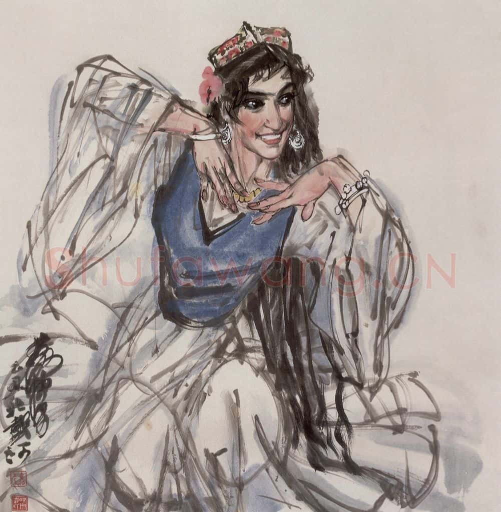 1985 黄胄《维族舞》书画作品