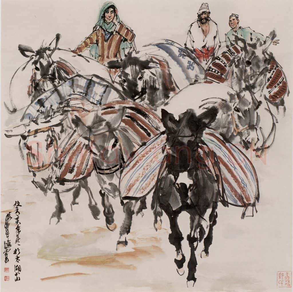 1983 黄胄《运粮》书画作品