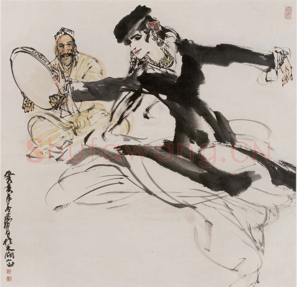 1983 黄胄《于阗歌舞》书画作品