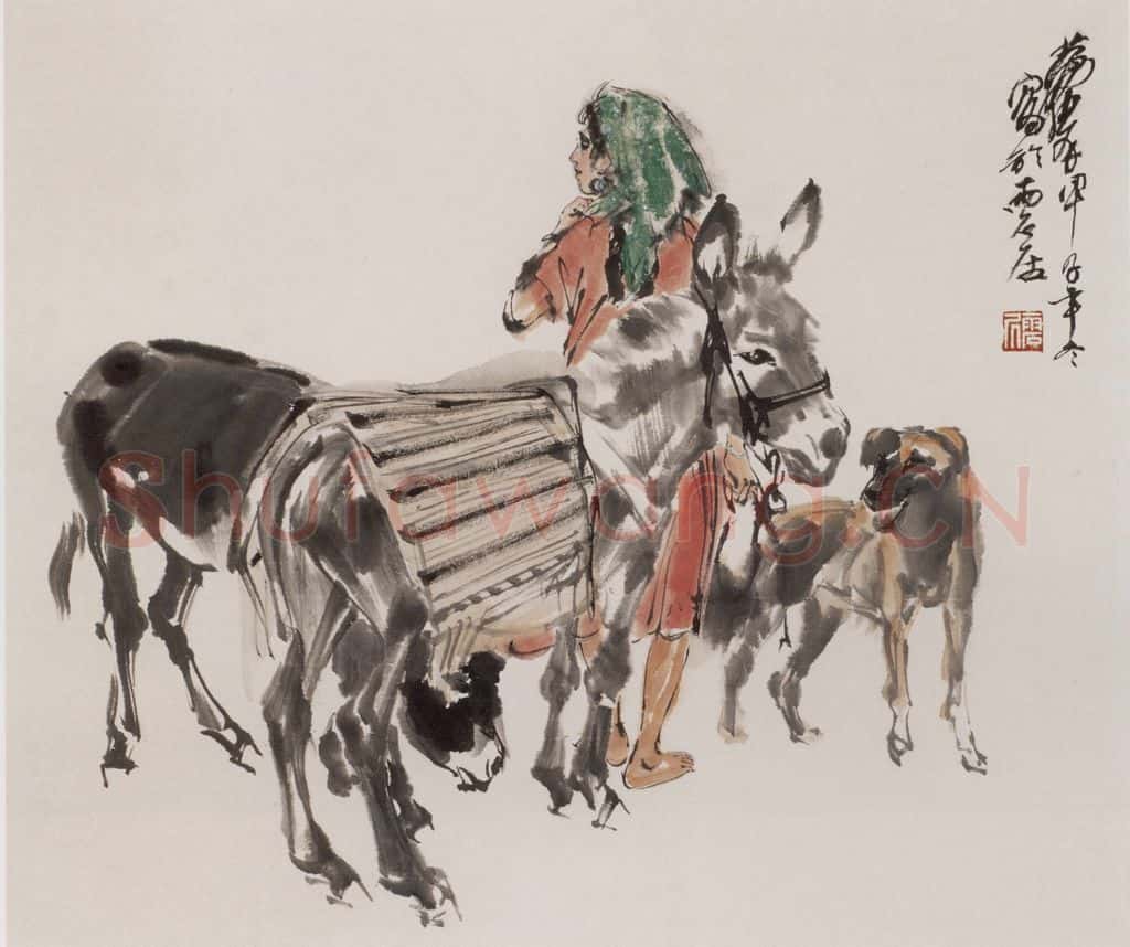 1984 黄胄《牵驴》书画作品