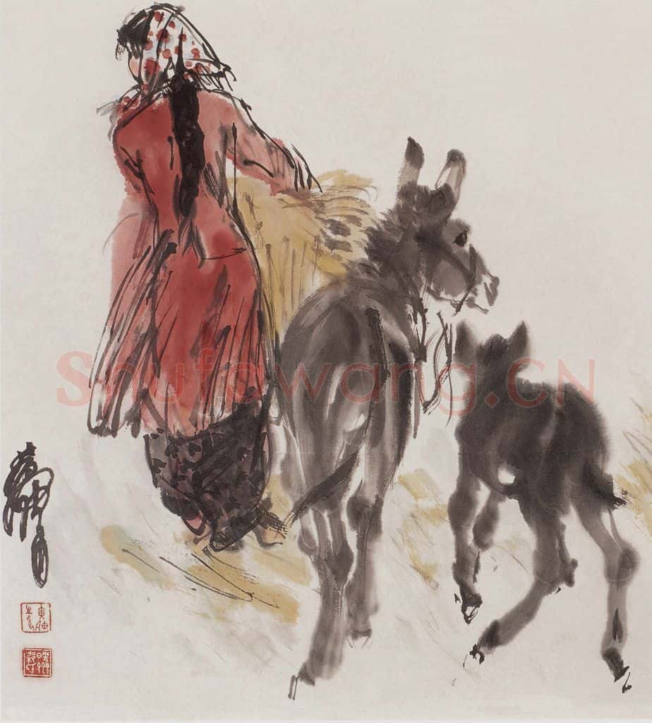 黄胄《放驴》书画作品